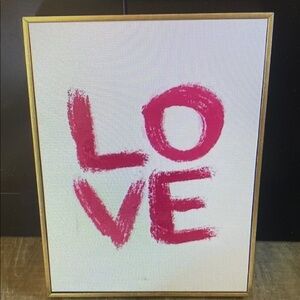LOVE Wall Art Canvas Framed Artwork Graphic Pop Pink Home Gift Wedding Shower